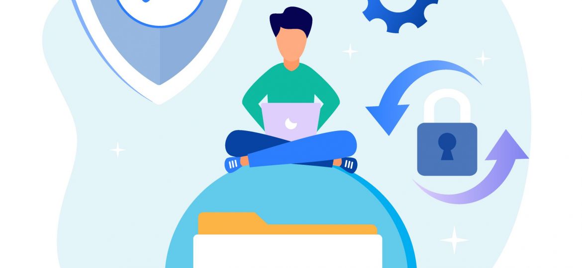 Illustration vector graphic cartoon character of Data protection