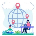 Illustration vector graphic cartoon character of International business management