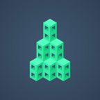 green abstract isometric building icon. concept of branding, high-rise skyscraper, infographics element. isolated on dark background. 3d style trendy modern logotype design eps10 vector illustration